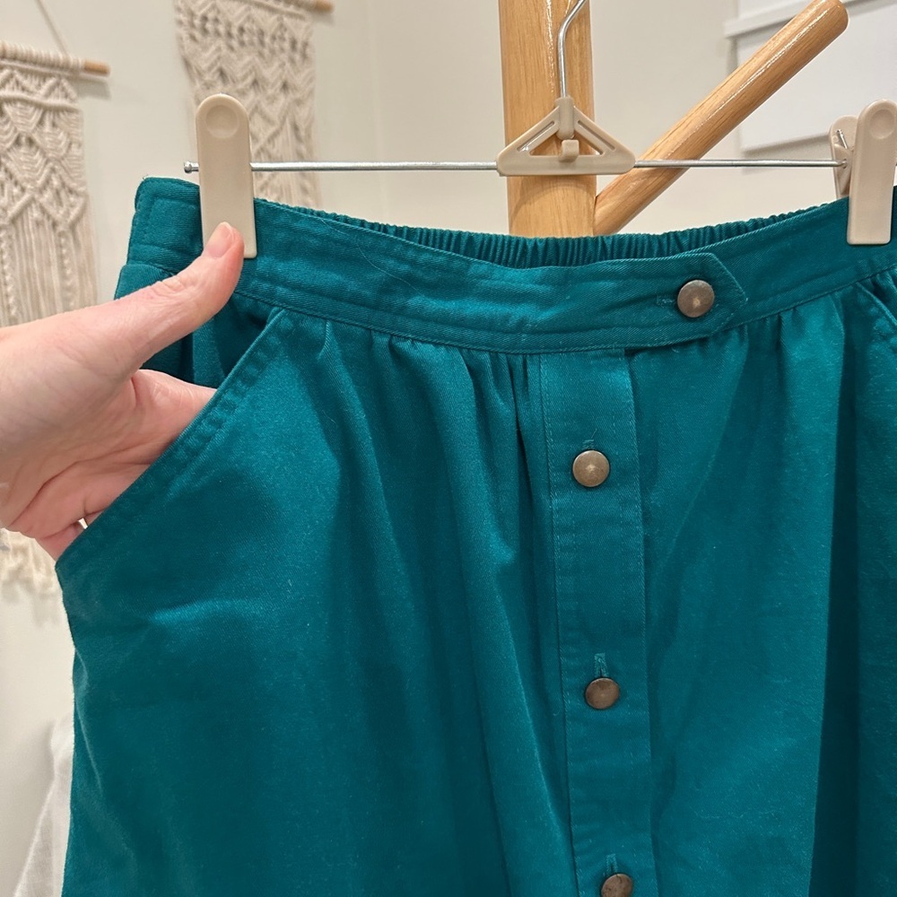 Koret Teal Button Front Midi Skirt Size 10 - Picture 3 of 6